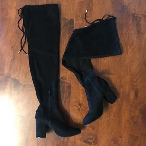 Christian Siriano thigh high suede boots